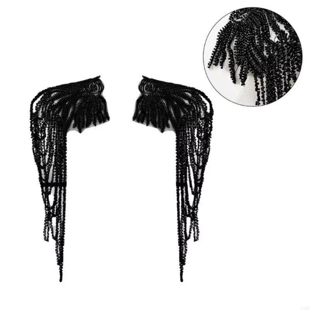 2Pcs Vintage Sequin Shoulder Ornaments DIY Sewing Patch Shoulder Applique  Party Costume