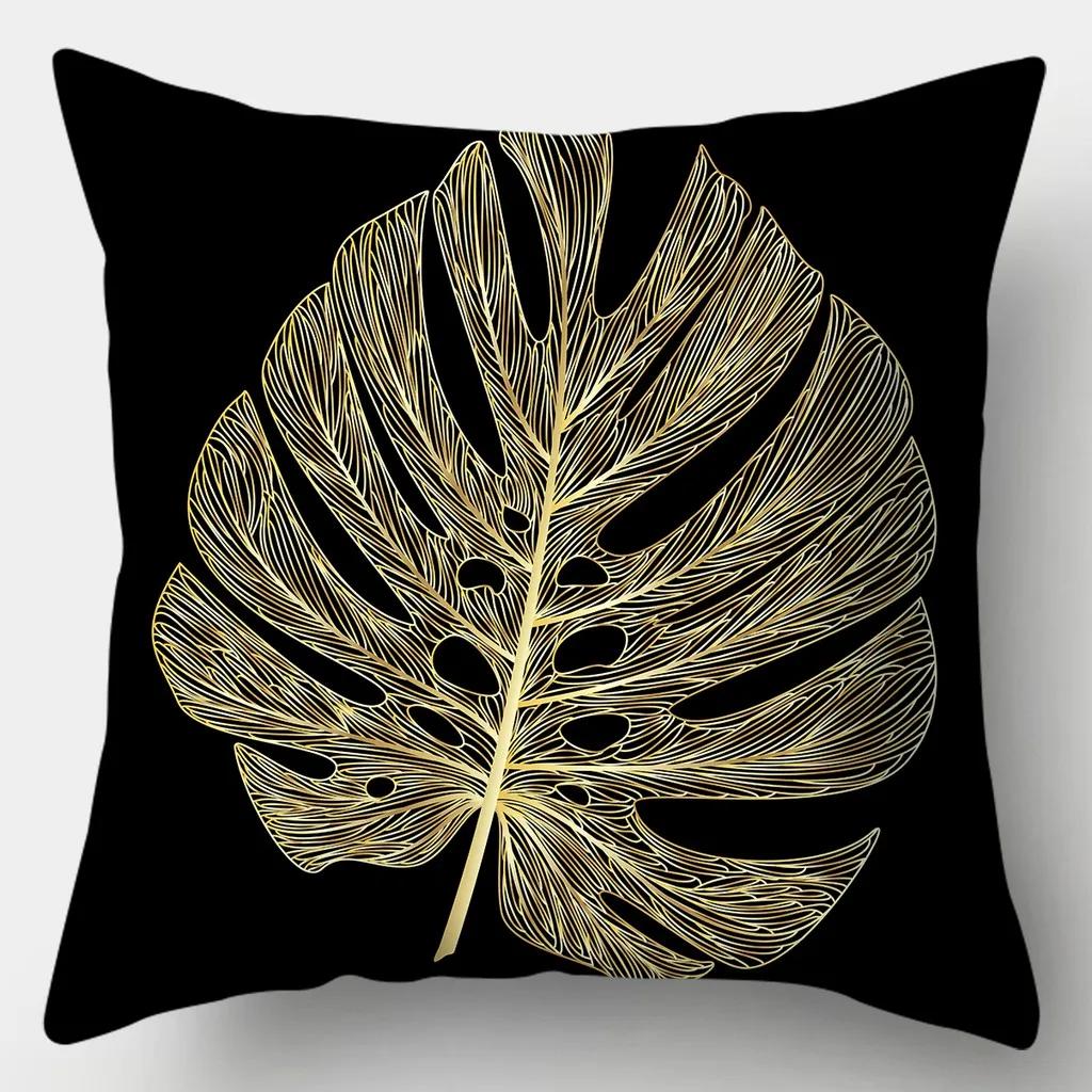 Home Decor Gold Patterned Decorative Digital Print Pillowcases Pattern Cushion Cover Suitable for Sofa Bedroom Car Pillow Cover