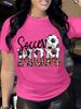 Summer women's front-printed short-sleeved T-shirt tops, casual and sports style,