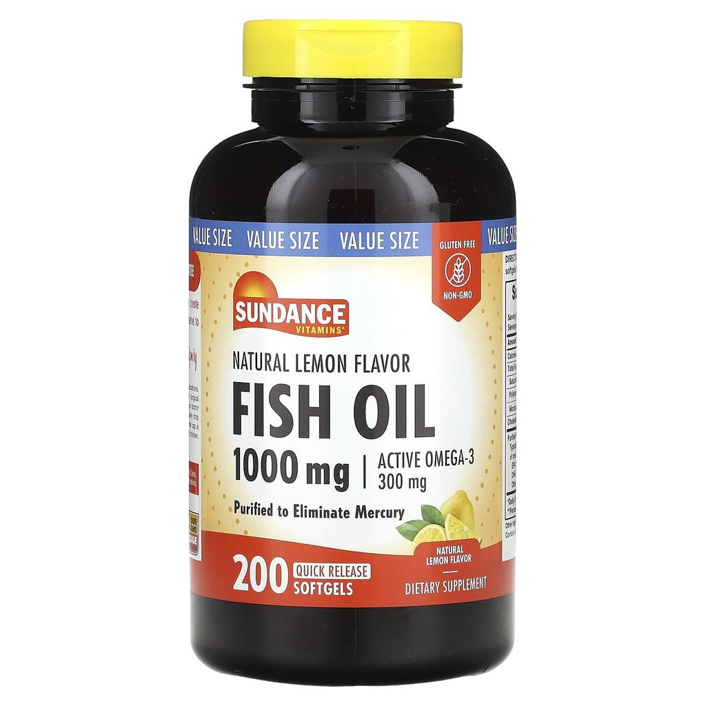 Fish Oil, Natural Lemon, 1,000Mg, 200 Rapid Release Softgels