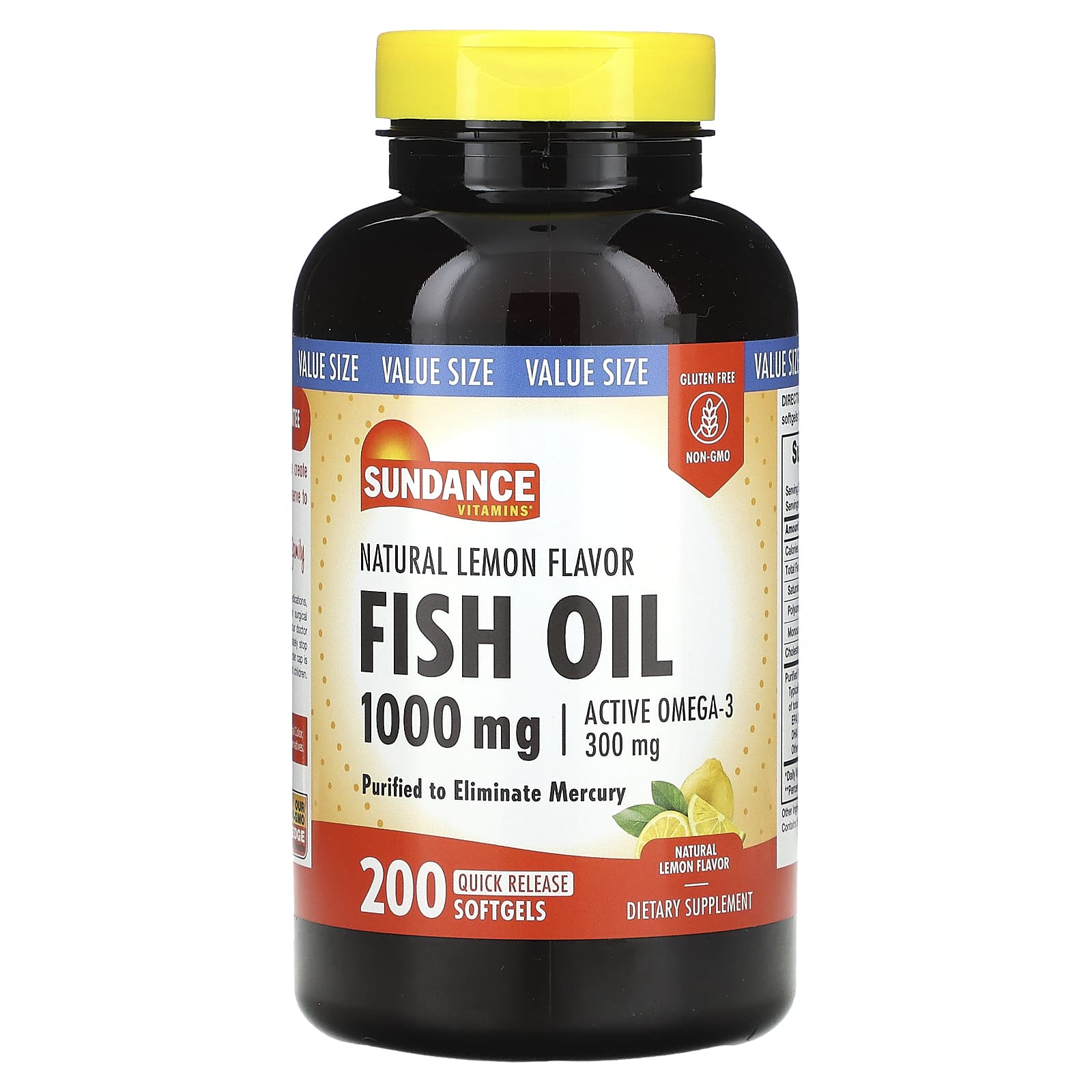 

Fish Oil, Natural Lemon, 1,000Mg, 200 Rapid Release Softgels