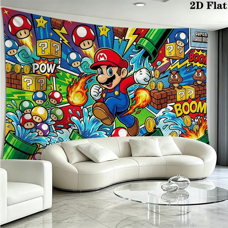 Super Bros Wall Tapestry Aesthetic Wall Hanging Printed Fabric Blanket Decorative Tapestries for Bedroom Living Room Home Decor