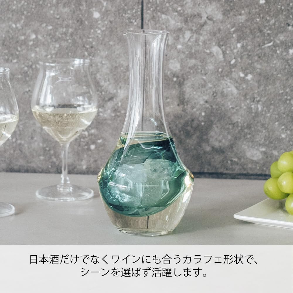 Hario Cool Carafe 360ml Sake Ice Colored Soda Sake Wine Milk N, Capacity, Clear/green Glass, Carafe, Pocket, Glass, Glass, Carafe, Decanter, Pitcher,