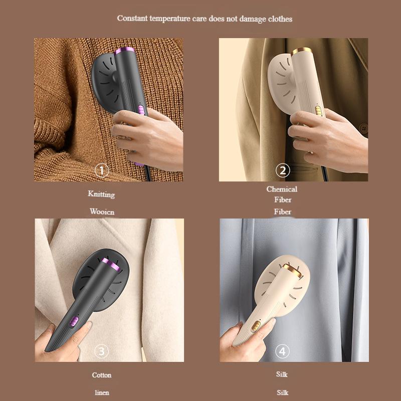 Portable Mini Steam Iron Fast Heating Dual Use Hanging or Flat Ironing for Home Travel Quick Touch-Up - Khaki Gray-Purple