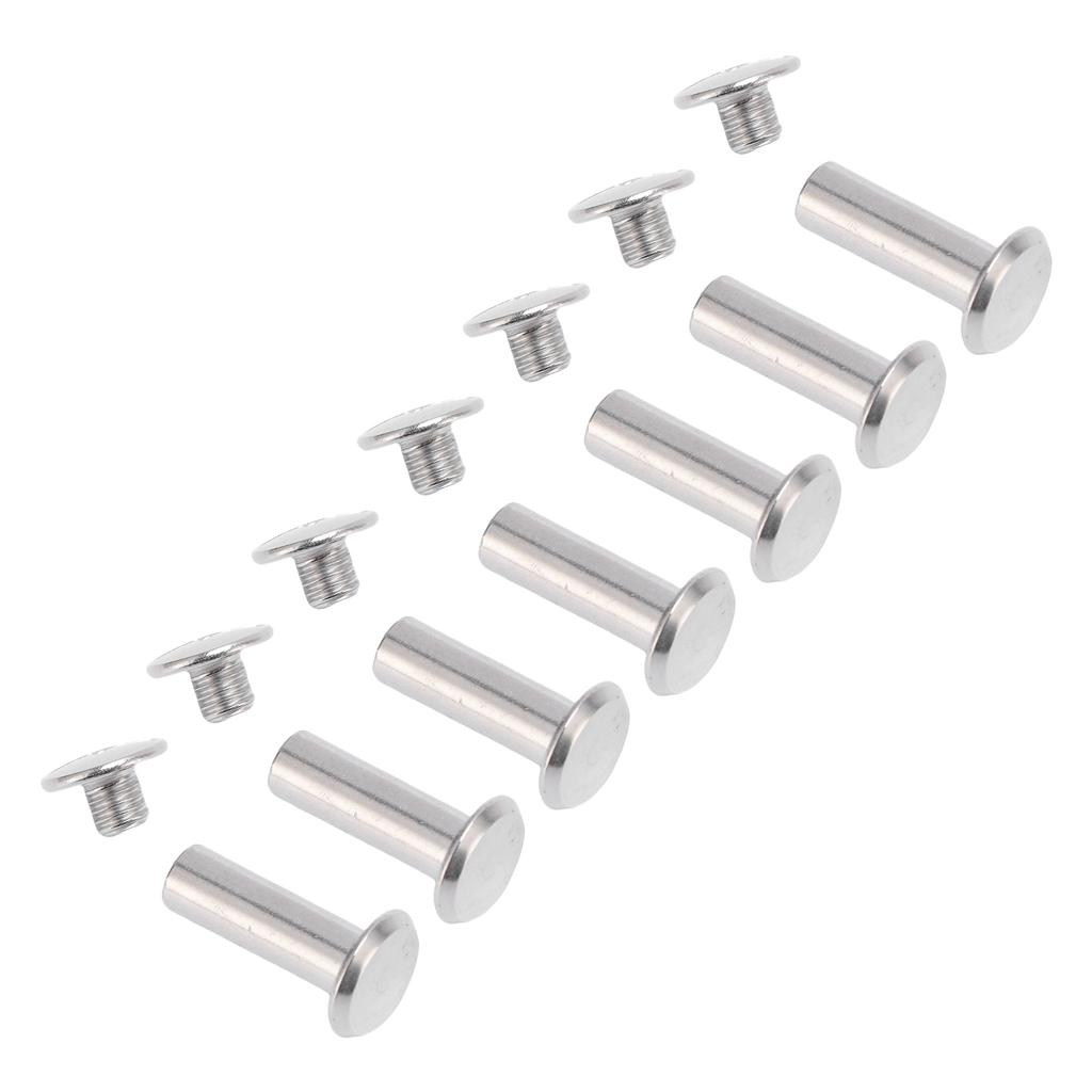 50 Sets M5 Rivet Fastener Stainless Steel Flat Round Head Rivets and Screws for Leather Crafts