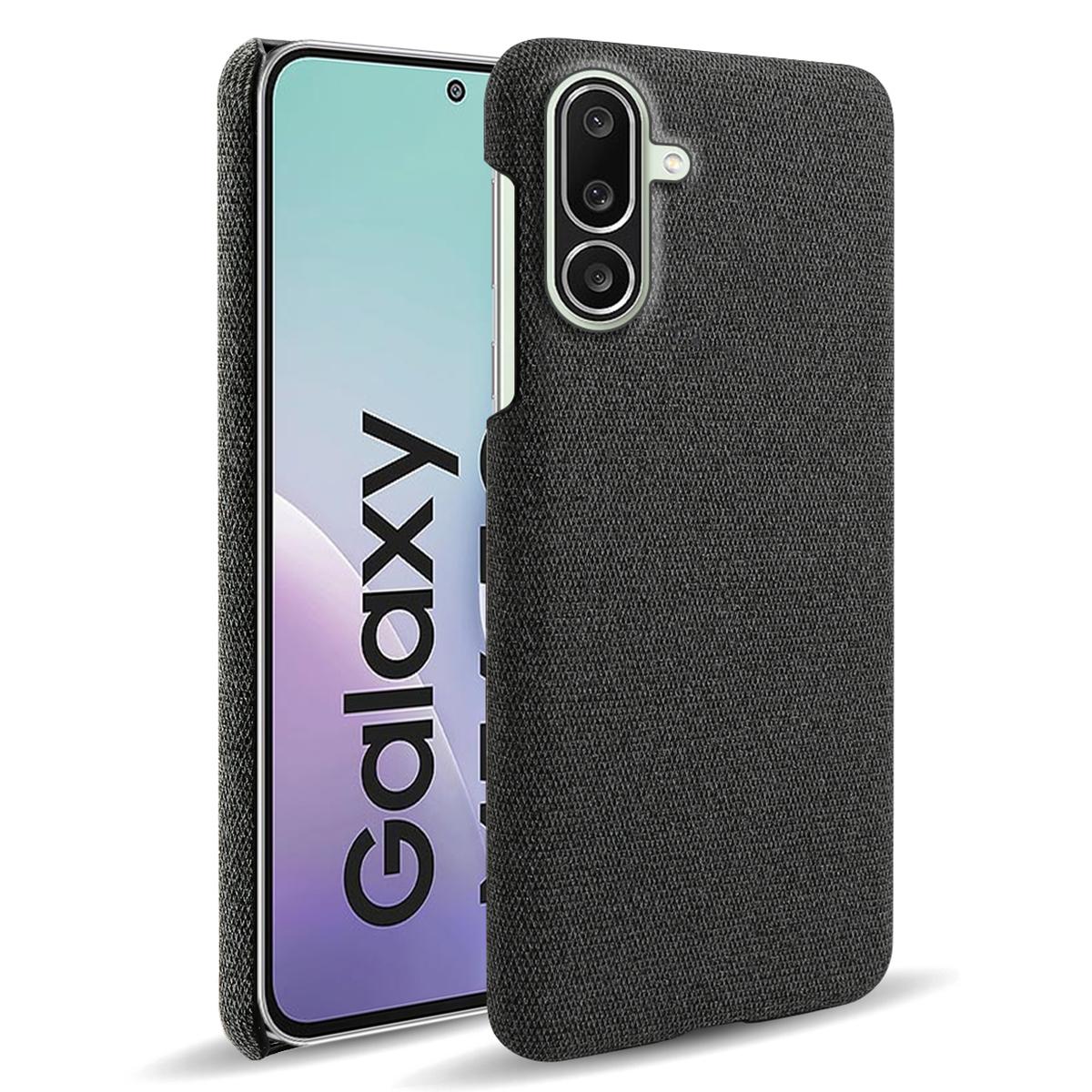 

For Samsung Galaxy M56 5G Phone Case Cloth Texture Anti-Scratch Protective PC Back Cover Black