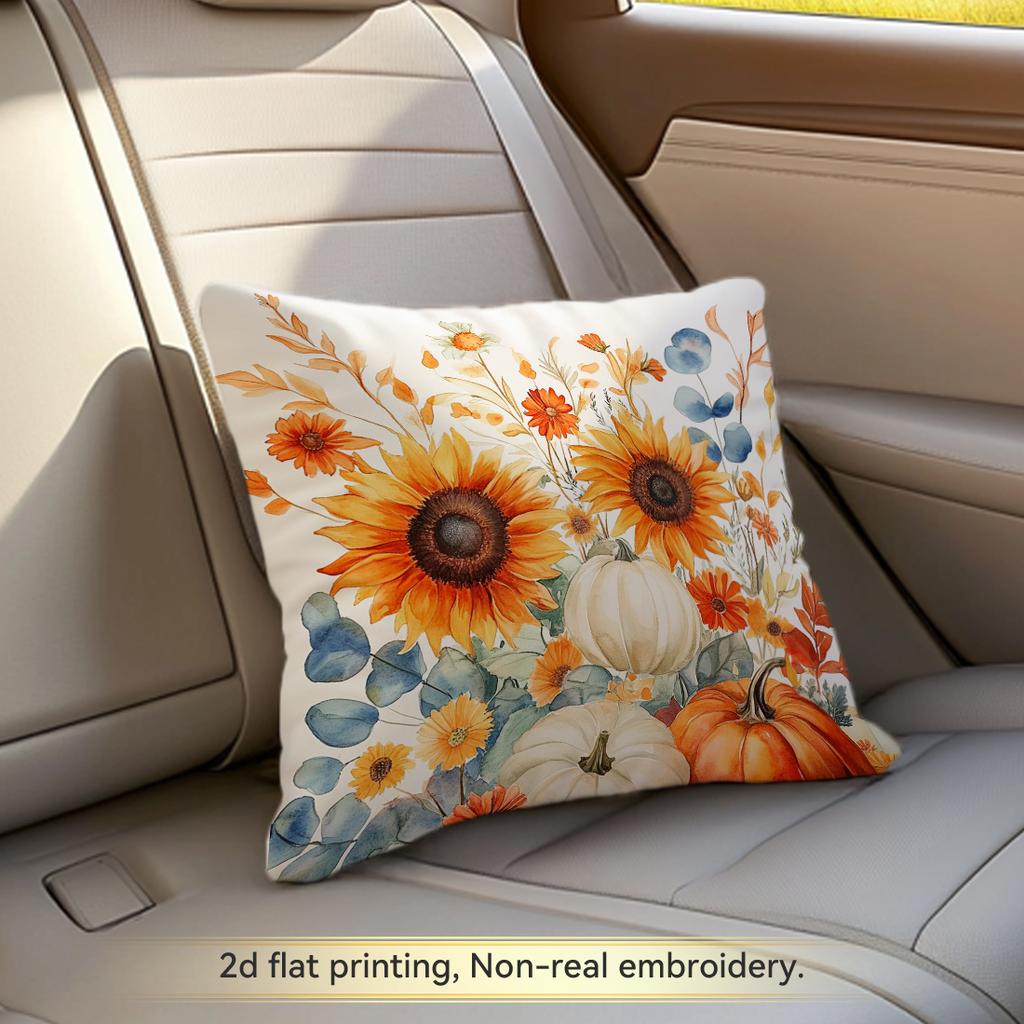 1pcs Autumn Pumpkin Sunflower Cushions Pillowcase Polyester Cushion Cover Throw Pillow Pillowcover Home Car Sofa Decor