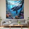 Graceful Whale In Vibrant Ocean Scene Patterned Tapestry Decorative Wall Hanging, Home Bedroom Living Room Decor