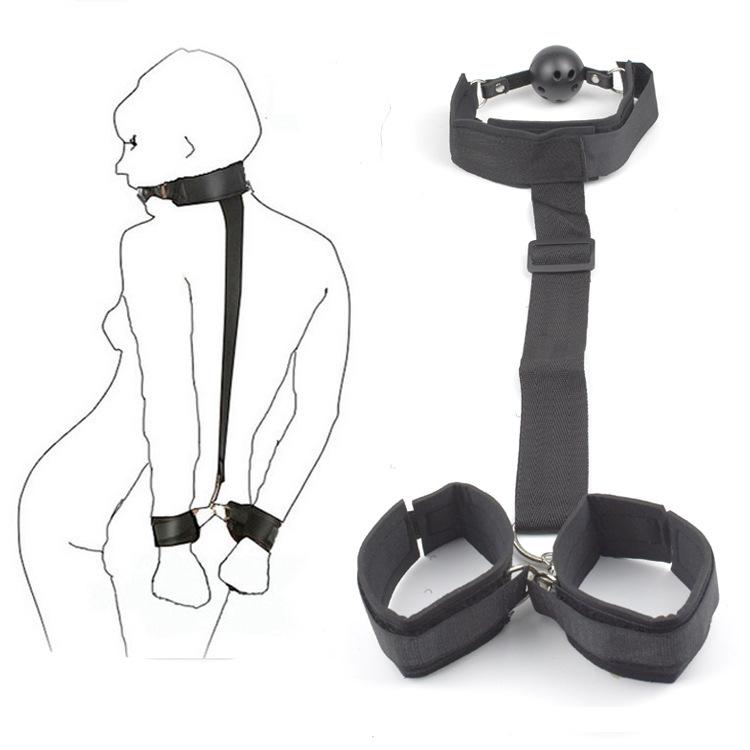 Nylon Erotic Restraints Kit Handcuffs Collar Slave Bondage  Bondage Back Open Leg Cuffs Sex Bondage Adult Toys for Couple