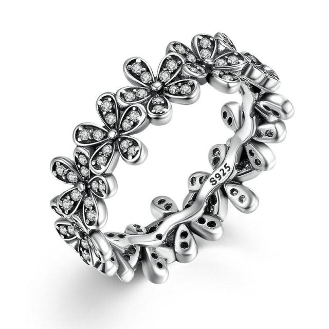Vente Bagues Pan en Argent Sterling 925 Cercle Clair Rond Bagues Porte-Bonheur Pour Femmes Cadeau Fête de Mariage Bijoux de Mode 9 gray
