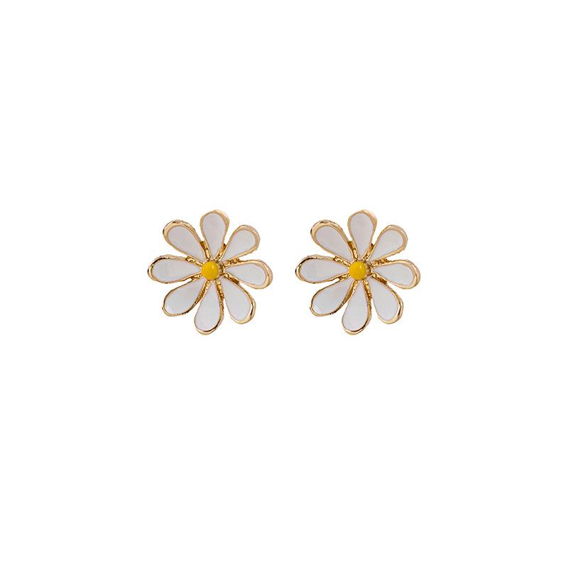 925 Small Fresh Daisy Earrings Fashionable Exquisite Cute Sweet Sun Flower Stud Earrings