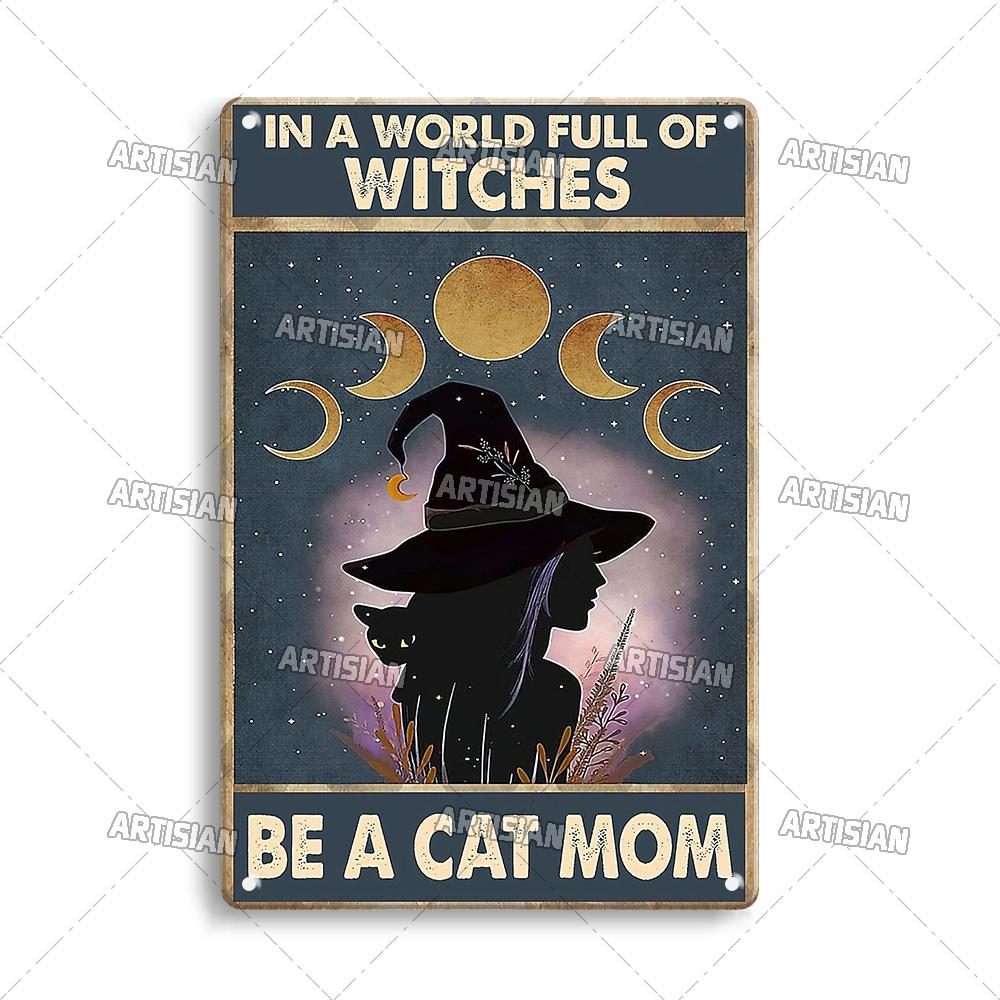 Artisian Halloween Metal Plaque Witches Tin Sign Girl Decorative Plate Wall Decor Garage Bar Pub Club Hotel Kitchen Home