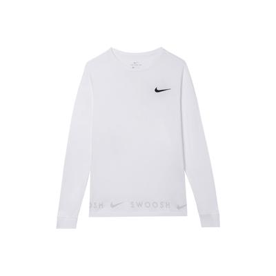 Sportovní tričko Swoosh Ležérní s kulatým výstřihem Dlouhý rukáv Pánské Topy Bílá DA0336-100