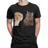 Two Cats Talking Meme T-Shirts for Men Sad Cat Mewing Vintage 100% Cotton Tee Shirt Crewneck Short Sleeve T Shirt Summer Tops