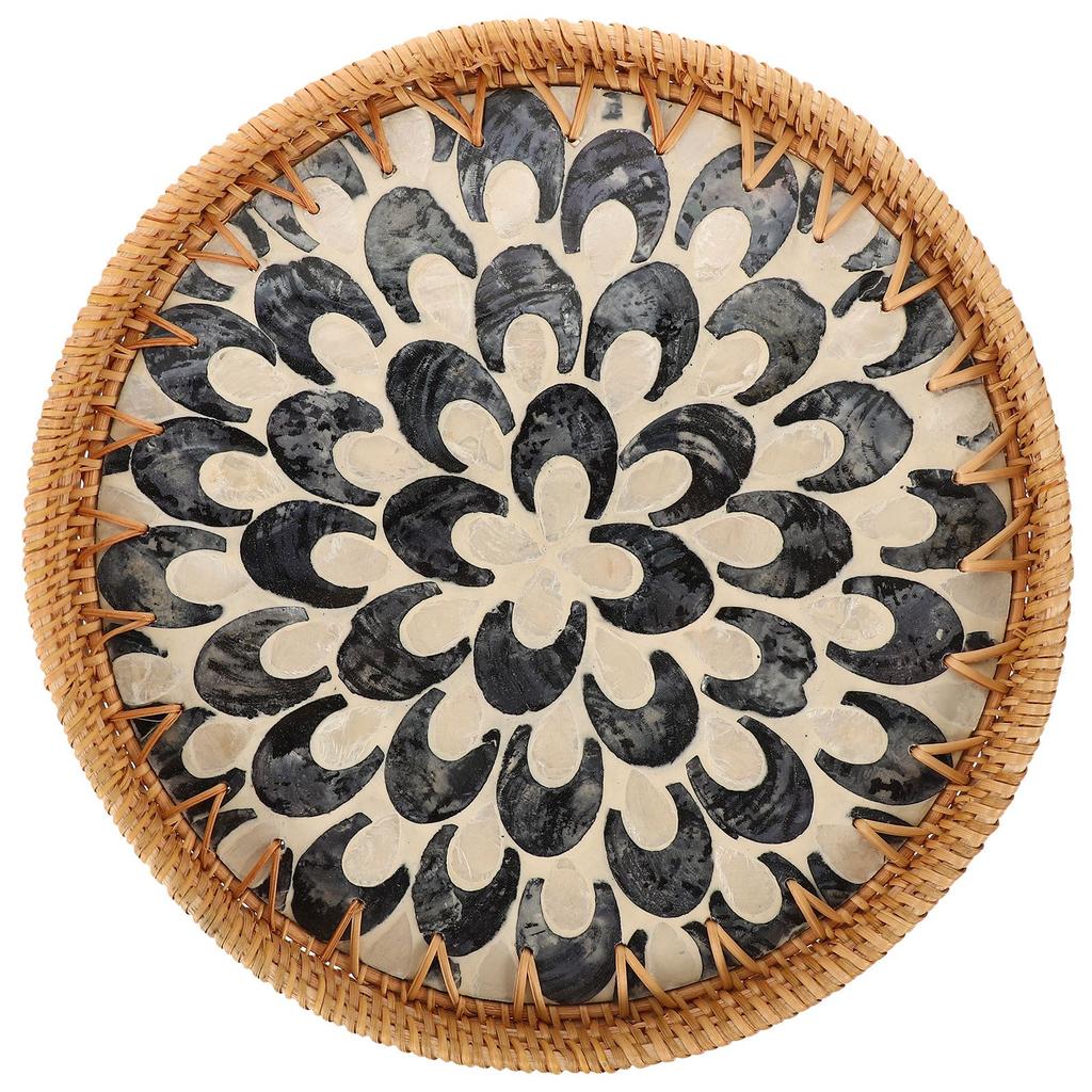 30cm Handmade Bamboo Woven Basket Snack Serving Plate Fruit Storage Holder Woven Dried Fruit Storage Tray