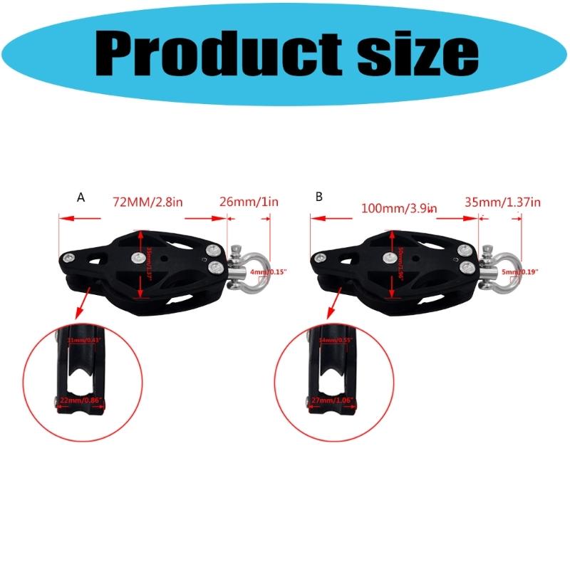 Kayak Pulley Block Heavy Duty Nylon Stainless Steel Marine Pulley Block Sheave for Ship Yacht Canoe