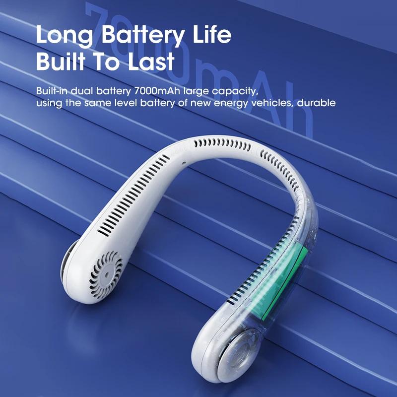 Bærbar halsvifte Bladløs minihengende halsvifte Sommersport Trådløs løping utendørsvifter Halsbånd LED-skjerm