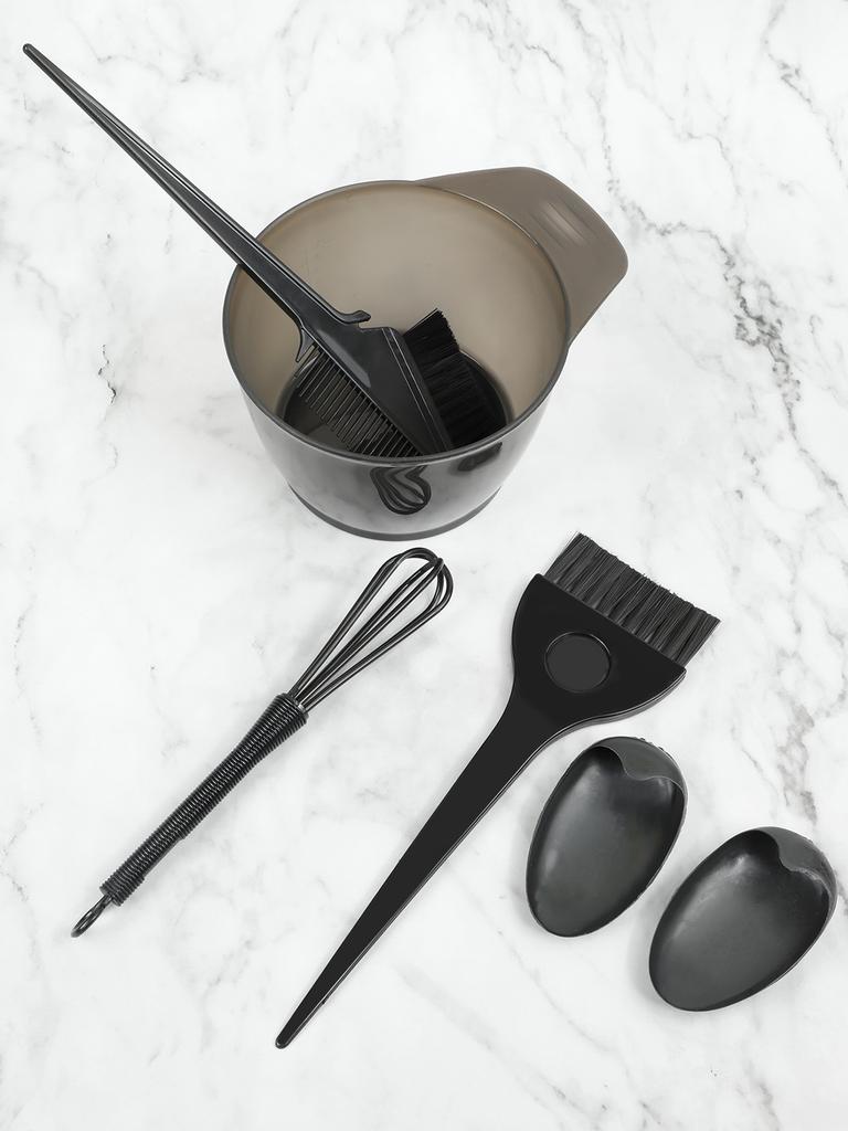 Black 6 pcs Hair Dye Mixing Bowls Hair Coloring Tool Set Safe Plastic Smooth for Home Salon