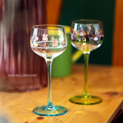 2Pcs Vintage  Glass Tall Cups INS Famous Champagne Glass Home High Aesthetic Drinking Glass Restaurant Red Wine Cup