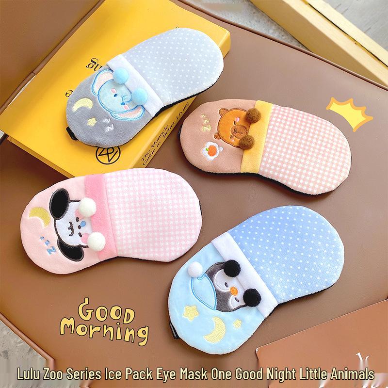 3D Cartoon Plush Eye Mask with Ice Pack for Travel and Sleep - Unisex Eye Protection & Soothing Compress for Students. Ice Pack Eye Mask
