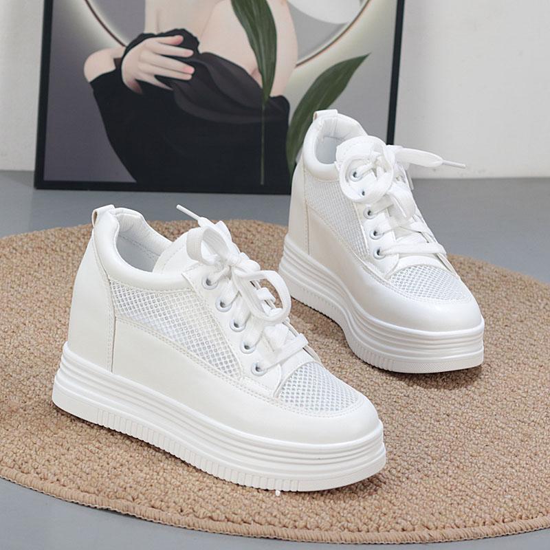 Fashion 7CM Women White Sneakers Platform Shoes Woman Pumps Autumn Tennis Shoes Summer Heels Shoes Height Increasing