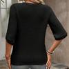 Women's Casual T-shirt Medium-sleeved Waffle Temperament Elegant