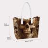 Vintage Skull Print Tote Bag Large Capacity Shoulder Bag for Daily Use
