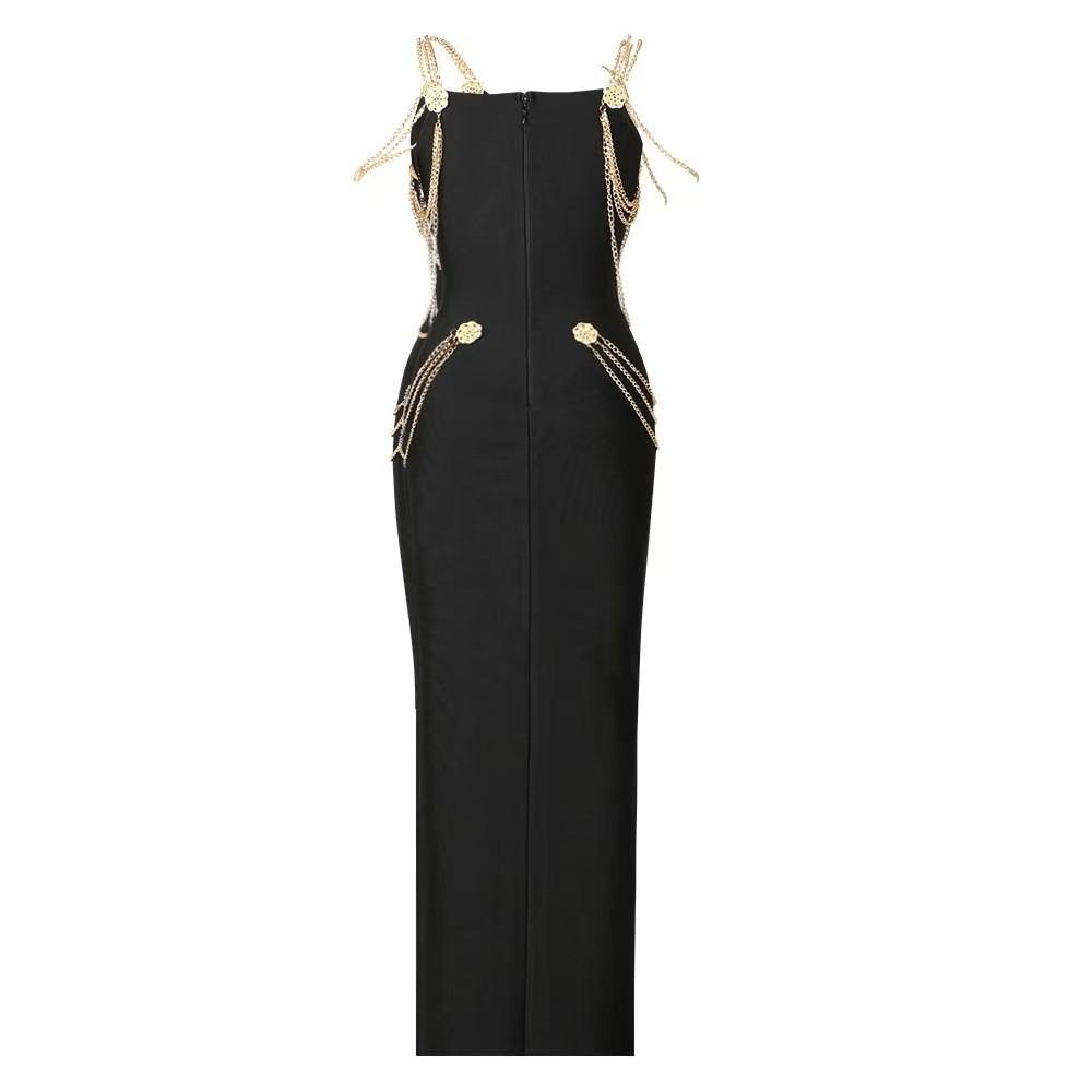 Lily Rose Depp 2019 Met Gala Metallic Chain Strap Gown For Evening Parties