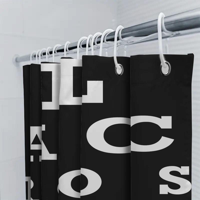Black/White Color Blindness Shower Curtain Eye Chart Design For Bathroom Decor Universal Fit, Durable Water-Resistant Fabric Cov