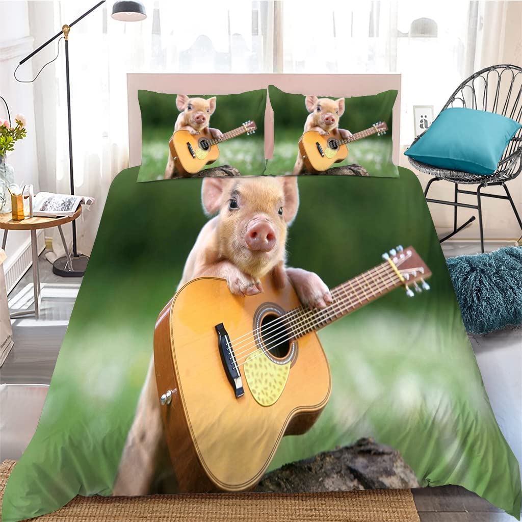 

Комплект постельного белья с изображением свиньи, милый мультяшный рисунок свиньи, полиэстеровый чехол с наволочкой размера «king-size» для детей и девочек, комплект постельного белья 140x200cm 3pcs