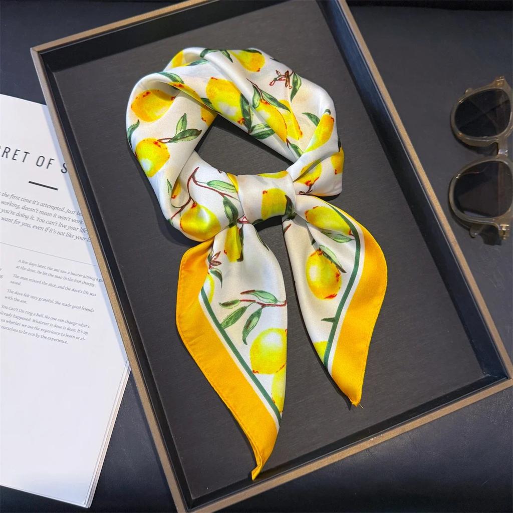 Fashion Luxury Brand 70cm Silk Feel Square Scarf Women Neck Tie Female Hair Bandana Headkerchief Shawl Wrap Hijab Echarpe