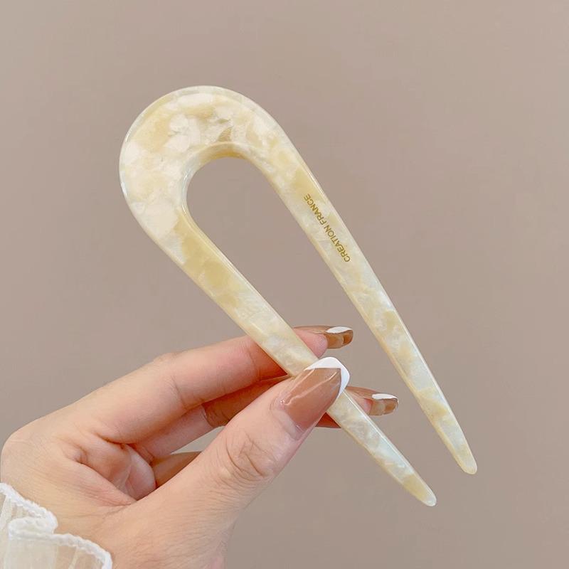 U-Shaped Fixed Hairpin with High-End Alloy Comb for Women's Updos - Ancient Style Four-Tooth Insert