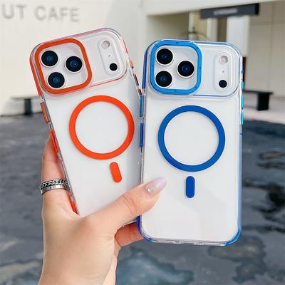 NEUE Transparente Farbe Rand Magnetische Hülle Für iPhone 17 Pro Max 16 15 14 13 12 Pro Max 11 17 Air Kabelloses Laden Bumper Abdeckung