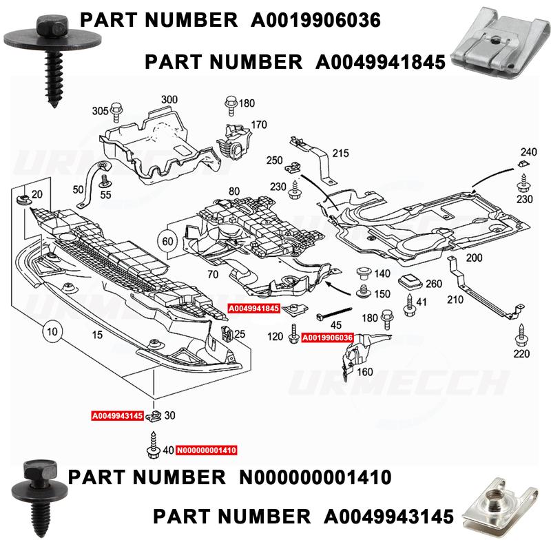 24Pcs Car Engine Undertray Fixing Clips Screws for Mercedes-Benz E-Class C-Class W203 W204 W211 Under Cover Rivet Fasteners