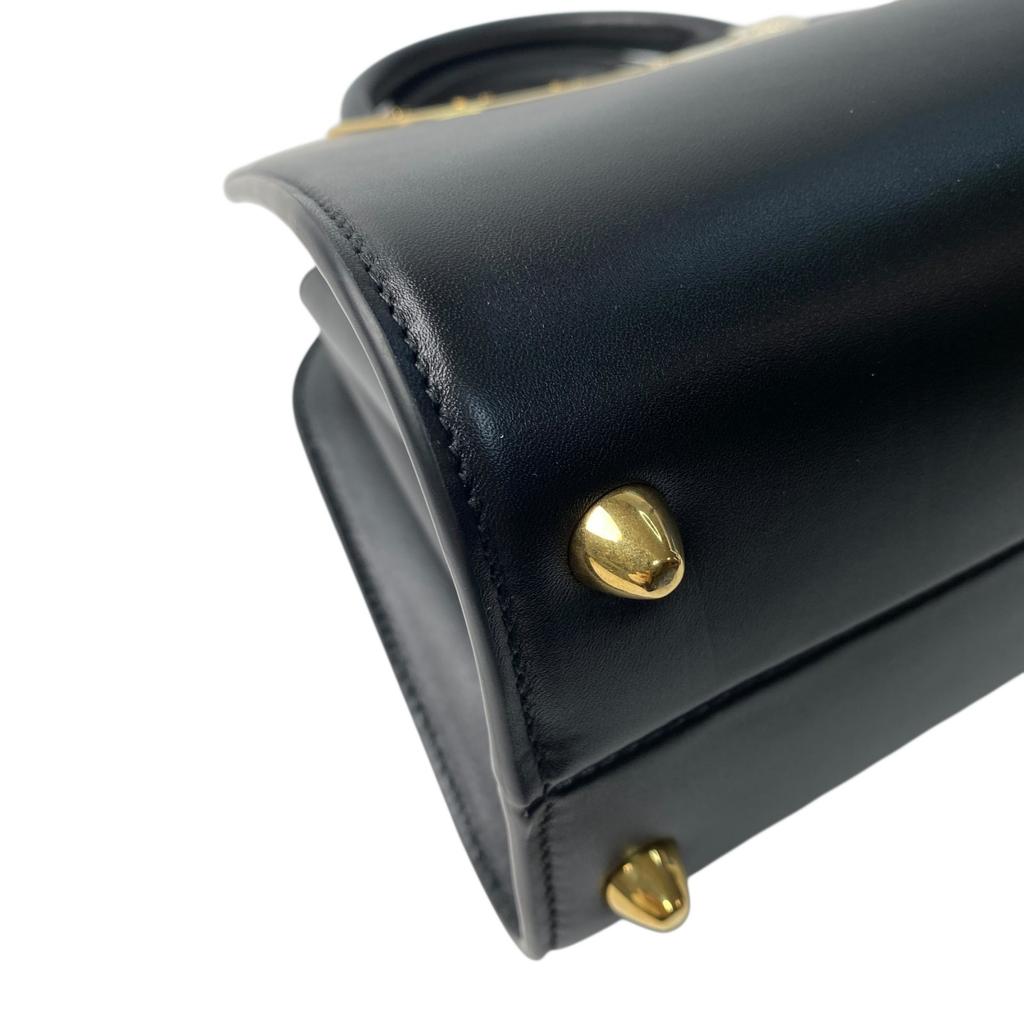 Gebrauchte BVLGARI Umhängetasche schwarzes Leder Damen