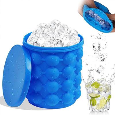 Forma na ledové kostky Podnosy na led, velký silikonový kbelík na led, výrobník ledových kostek 2 v 1 pro mražený koktejl, nápoje, whisky a další