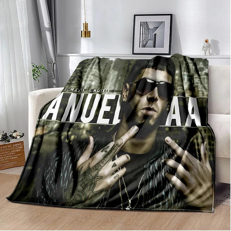 Anuel AA Rapper Hip Hop Singer Blanket Sofa Office Hiking Picnic Super Soft Quilt Fashion Flannel Throws Blanket Birthday Gift