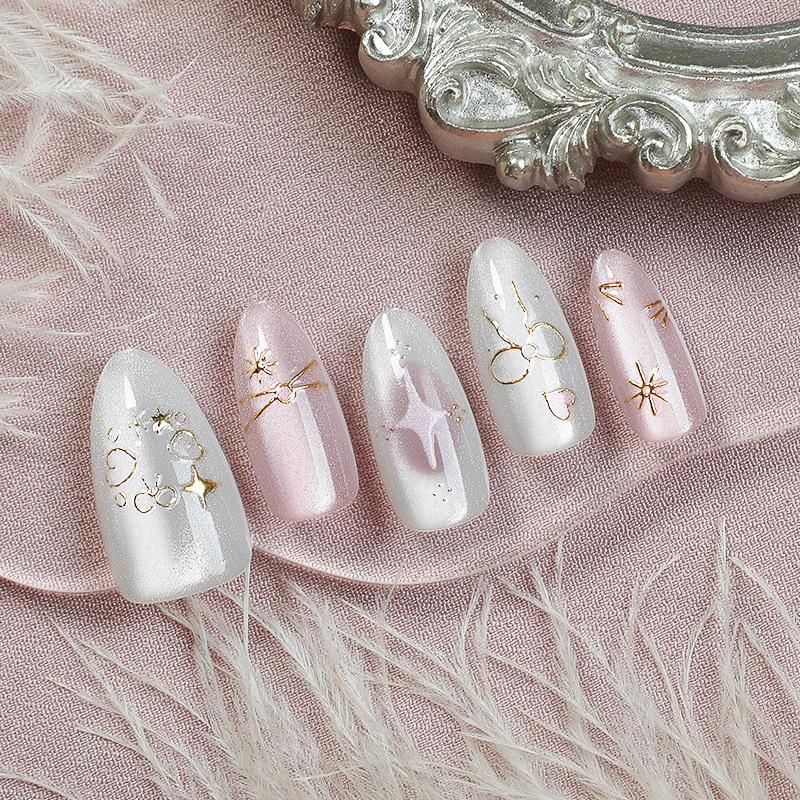 30 pcs Cat Eye Gold Foil 3D Nail Art Stickers - Exquisite, High-Grade Wearable Nails