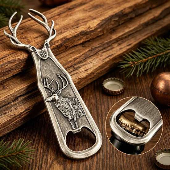 Ergonomic Labor Saving Opener Elk Antler Bottle Opener, Heavy Duty Metal Retro Beer Sturdy Handheld Cap Remover for Home Bar, Artistic Kitchen Gadgets
