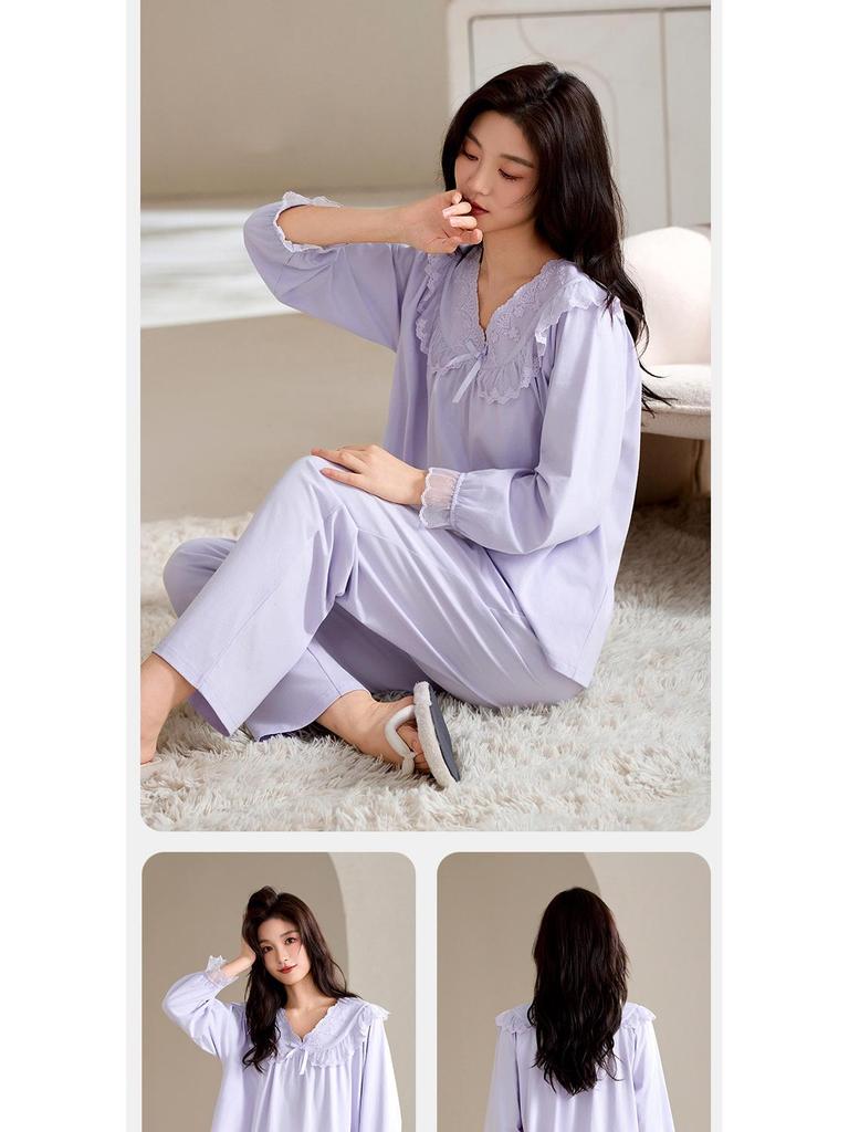 Women's Long Sleeve Modal Cotton Pajamas - Thin, Plus Size Home Wear for Middle-Aged Moms, Ideal for Spring, Autumn, and Winter