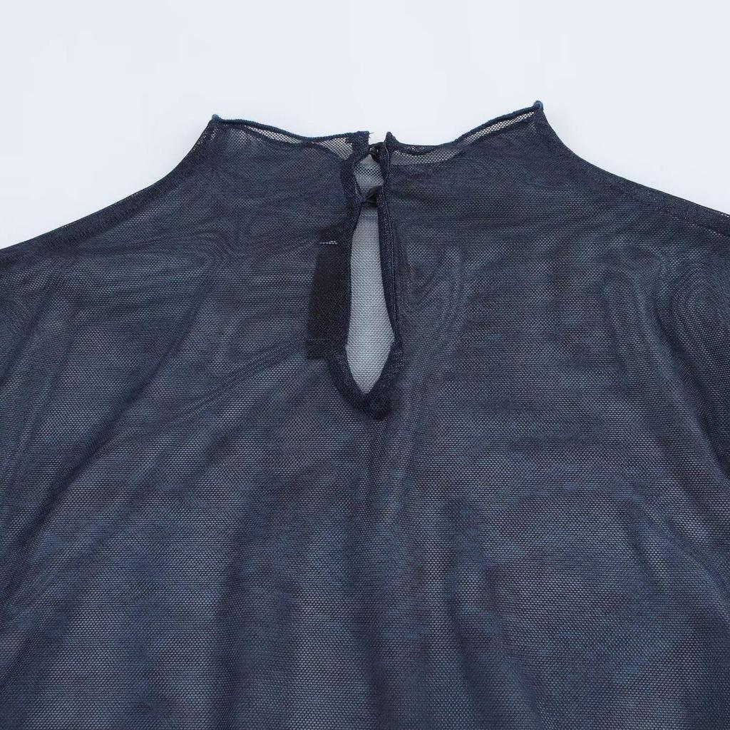 2025 Spring Women's European & American Style High Neck Print Long Sleeve Top