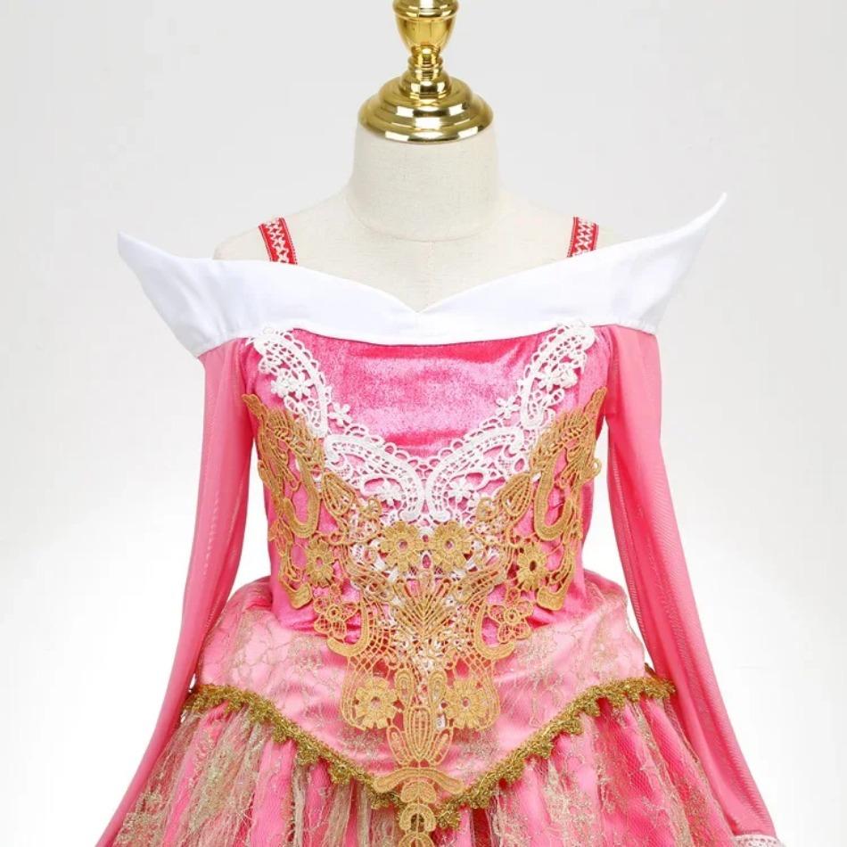Mädchen Dornröschen Aurora Prinzessin Halloween Cosplay Kleid Schulterfrei Kindergeschenk Karnevalsparty Ausgefallene Prinzessinnenkleidung