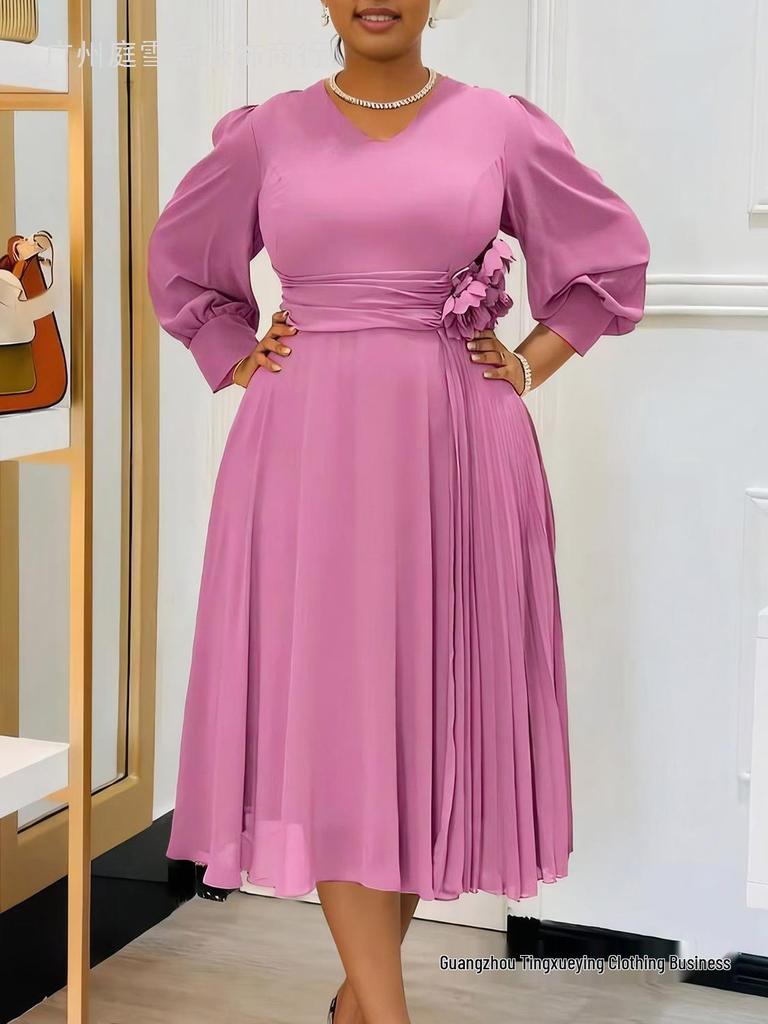 Elegant Solid Color Plus Size A-line Skirt with Fashionable Spring European & American Style