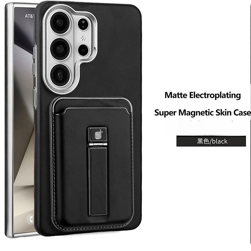 

Magnetic Wireless Charging Phone Case for Samsung Galaxy S26 Ultra S25 Plus S24 S23 Detachable Leather Card Holder Wallet Cover Galaxy S26 Ultra чёрный