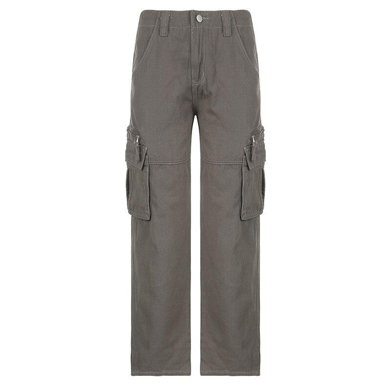 

Осенние комбинезоны 2022, мешковатые прямые джинсы, винтажные брюки-карго 90-х годов, женская модная уличная одежда, брюки с низкой талией, джинсы Харадзюку L серый