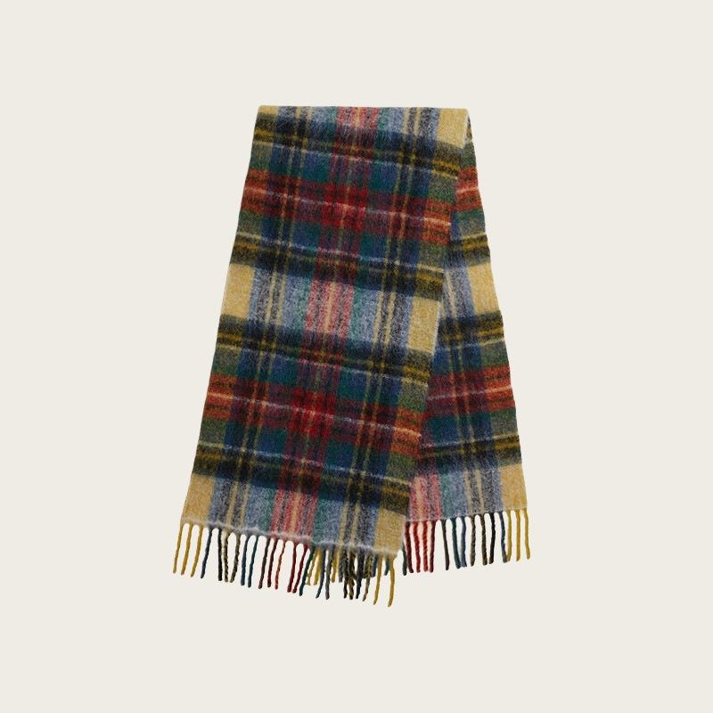 

Новый осенне-зимний ретро клетчатый шарф с бахромой, шерстяной смесовый, высококлассный, универсальный, теплый, клетчатый шарф контрастных цветов