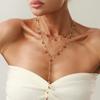 Copper Y-shaped Cherry Necklace Gold Women Long Necklace Creative Clavicle Chain  Girls