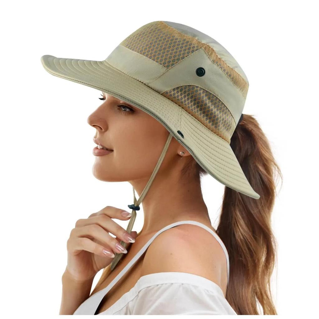 Damen Sonnenhut mit breiter Krempe - UV-Schutz Fischerhut für Angeln im Freien, Radfahren, Wandern & Strand