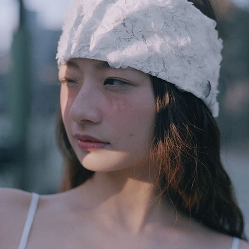 Poesiedame ROSE VEIL HEAD BAND IN WHITE