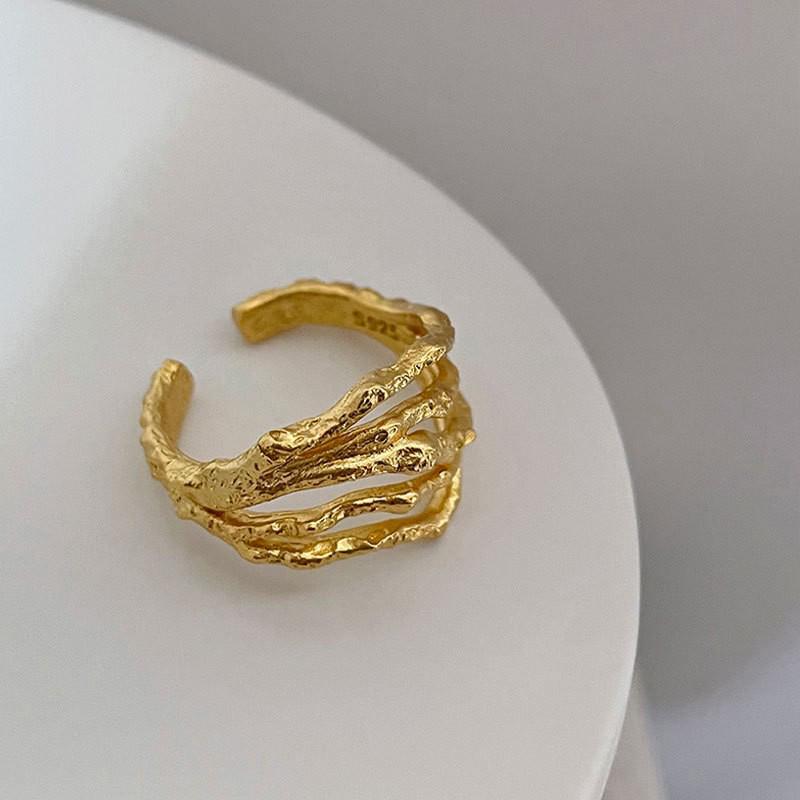 Korean Style Geometric Zirconia Index Ring: Women s Retro Fashion, Open Design Adjustable Open